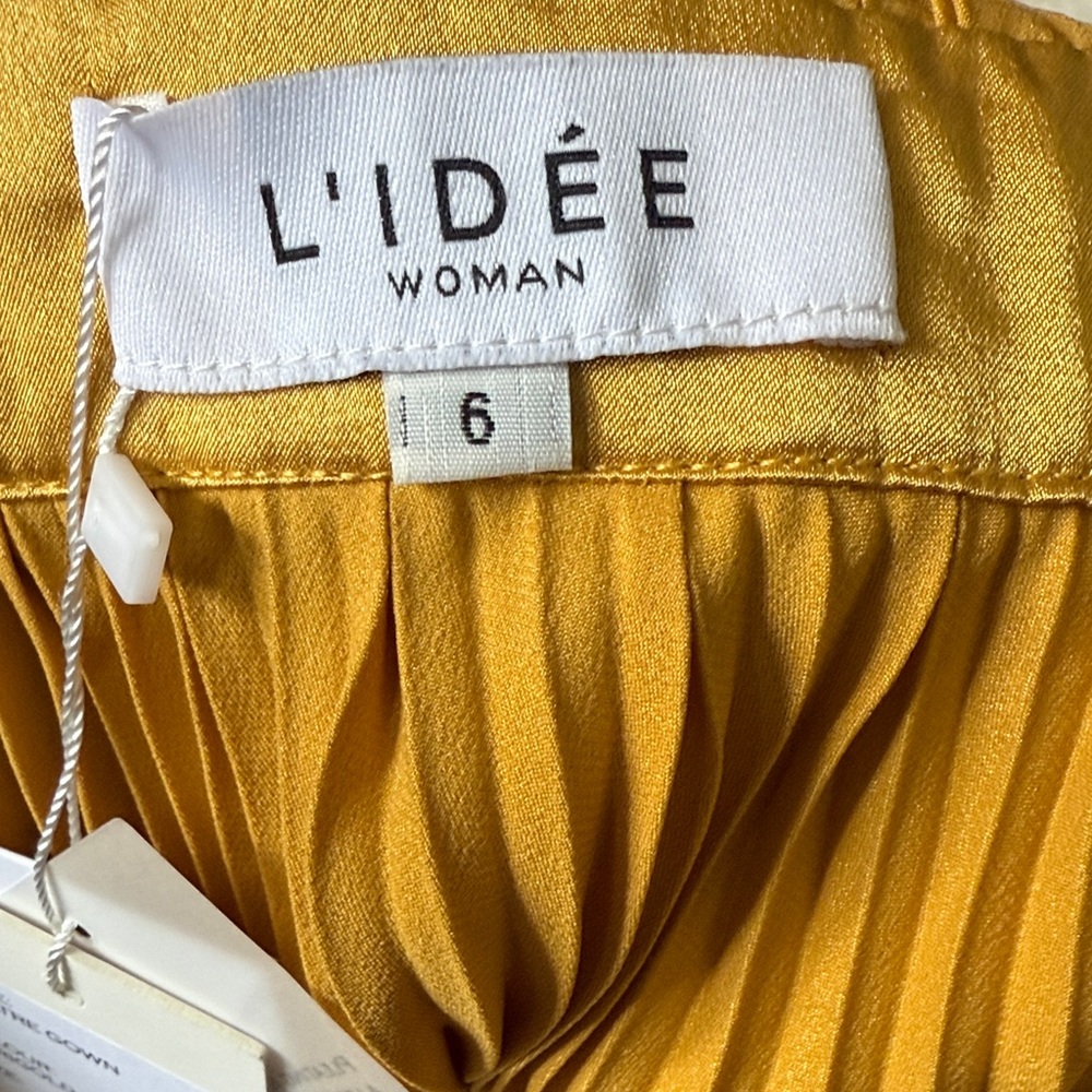 L’Idee Gold Pleated Dress New with Tags - Picture 6 of 6
